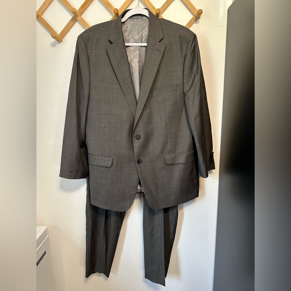 Lauren Ralph Lauren‎ Suit Mens Gray Wool 44R Suit  Pants 39x29 Preppy Classic